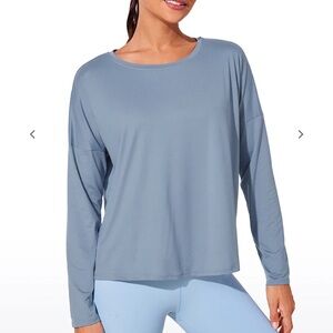 CRZ Yoga UPF 50+ Lightweight Heather Cropped Long Sleeves Size XL